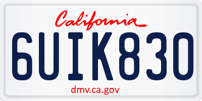 CA license plate 6UIK830
