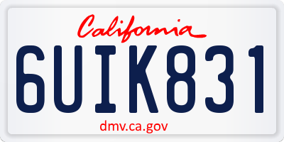 CA license plate 6UIK831