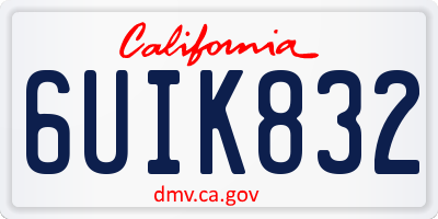 CA license plate 6UIK832