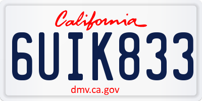 CA license plate 6UIK833