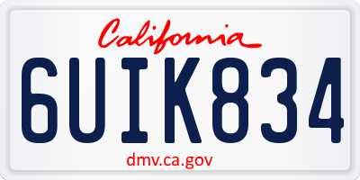 CA license plate 6UIK834