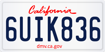 CA license plate 6UIK836