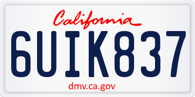 CA license plate 6UIK837