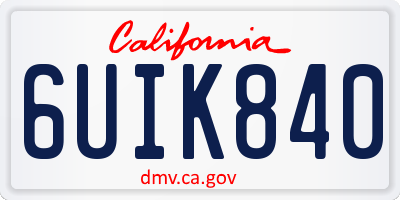 CA license plate 6UIK840