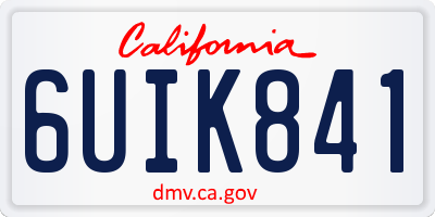 CA license plate 6UIK841