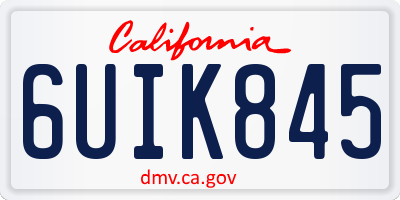 CA license plate 6UIK845