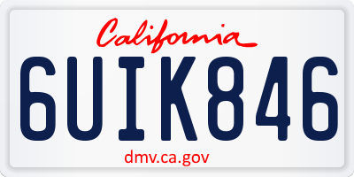 CA license plate 6UIK846