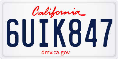 CA license plate 6UIK847