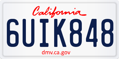 CA license plate 6UIK848