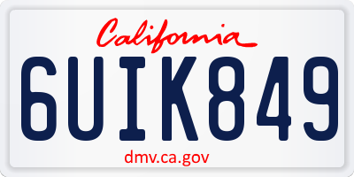 CA license plate 6UIK849