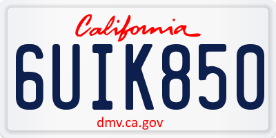 CA license plate 6UIK850