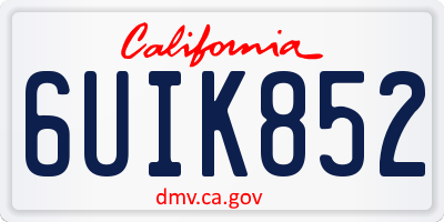 CA license plate 6UIK852