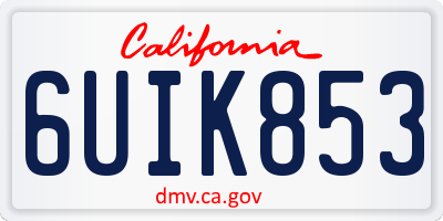 CA license plate 6UIK853