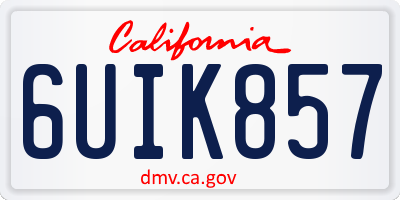 CA license plate 6UIK857