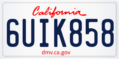CA license plate 6UIK858