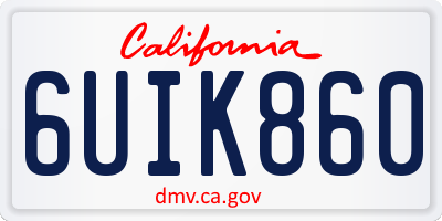 CA license plate 6UIK860