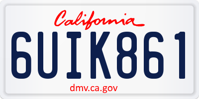 CA license plate 6UIK861