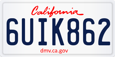 CA license plate 6UIK862