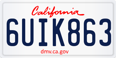CA license plate 6UIK863