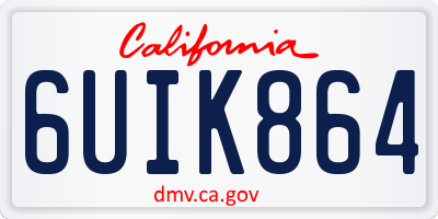 CA license plate 6UIK864