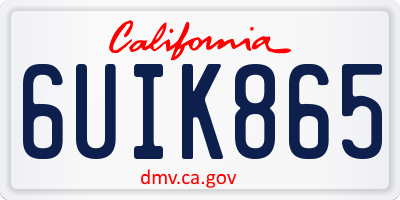 CA license plate 6UIK865