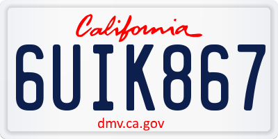 CA license plate 6UIK867