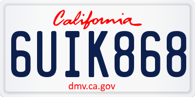 CA license plate 6UIK868