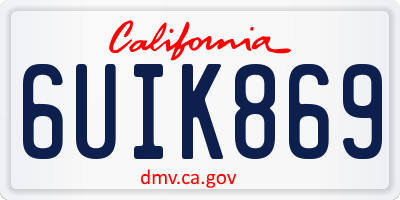 CA license plate 6UIK869