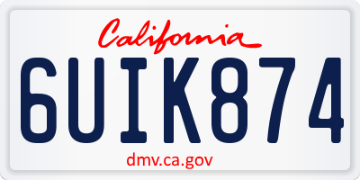 CA license plate 6UIK874