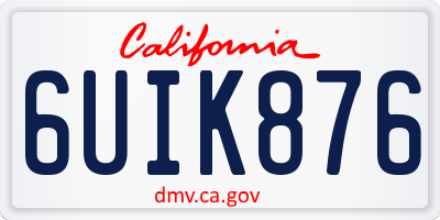 CA license plate 6UIK876
