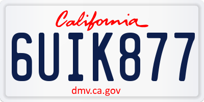 CA license plate 6UIK877