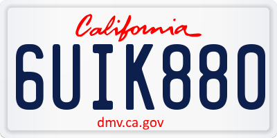 CA license plate 6UIK880