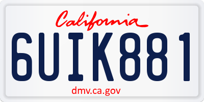 CA license plate 6UIK881