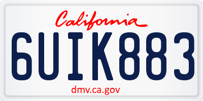 CA license plate 6UIK883