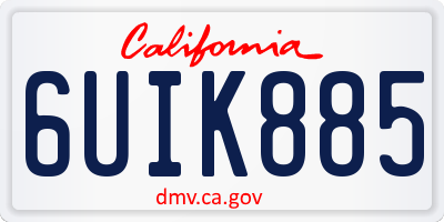 CA license plate 6UIK885
