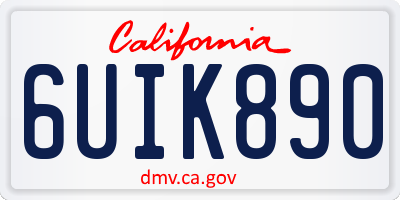 CA license plate 6UIK890