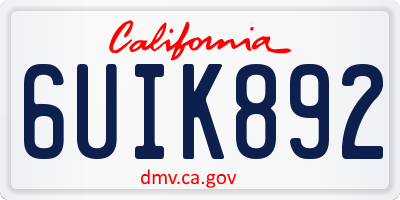 CA license plate 6UIK892