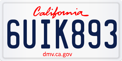 CA license plate 6UIK893