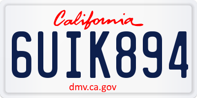 CA license plate 6UIK894