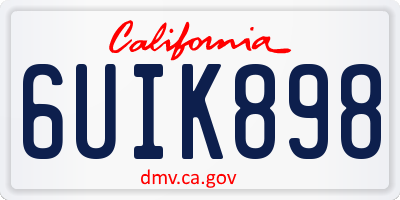 CA license plate 6UIK898