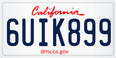 CA license plate 6UIK899