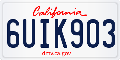CA license plate 6UIK903