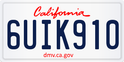 CA license plate 6UIK910