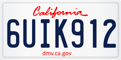 CA license plate 6UIK912