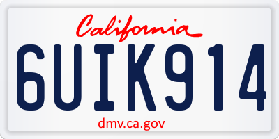 CA license plate 6UIK914