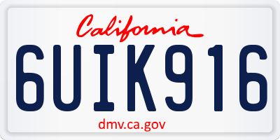 CA license plate 6UIK916