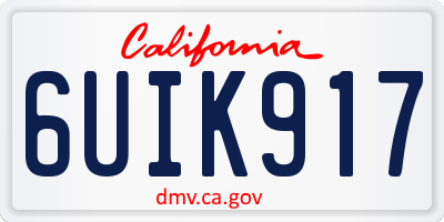 CA license plate 6UIK917