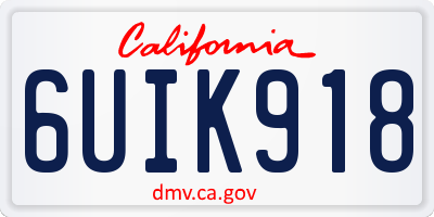 CA license plate 6UIK918