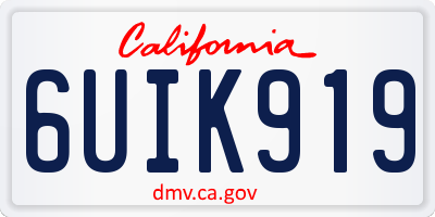 CA license plate 6UIK919