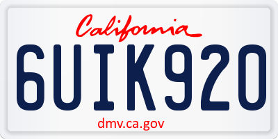 CA license plate 6UIK920